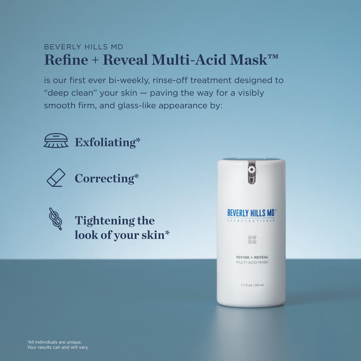 Refine + Reveal Multi-Acid Mask for Aging Skin, Anti-Wrinkle Exfoliating Formula for Smooth Skin- Target Dark Spots, Large Pores w/Glycolic, Lactic, Mandelic, Salicylic, Azelaic Acid