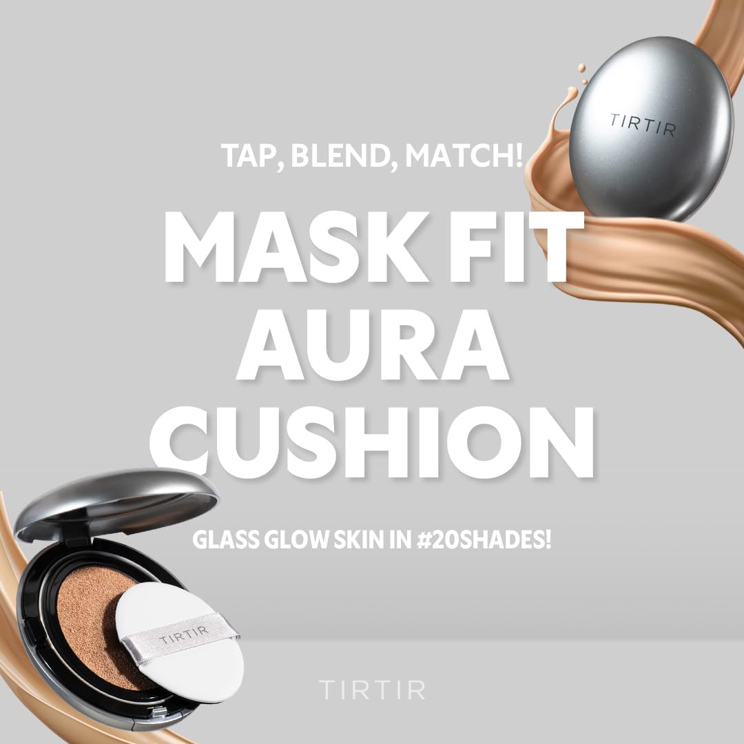 [*Mini Size*] TIRTIR Aura Glow Silver Cushion | Korean Cushion Foundation, (#21N Ivory, 0.15 Fl Oz)