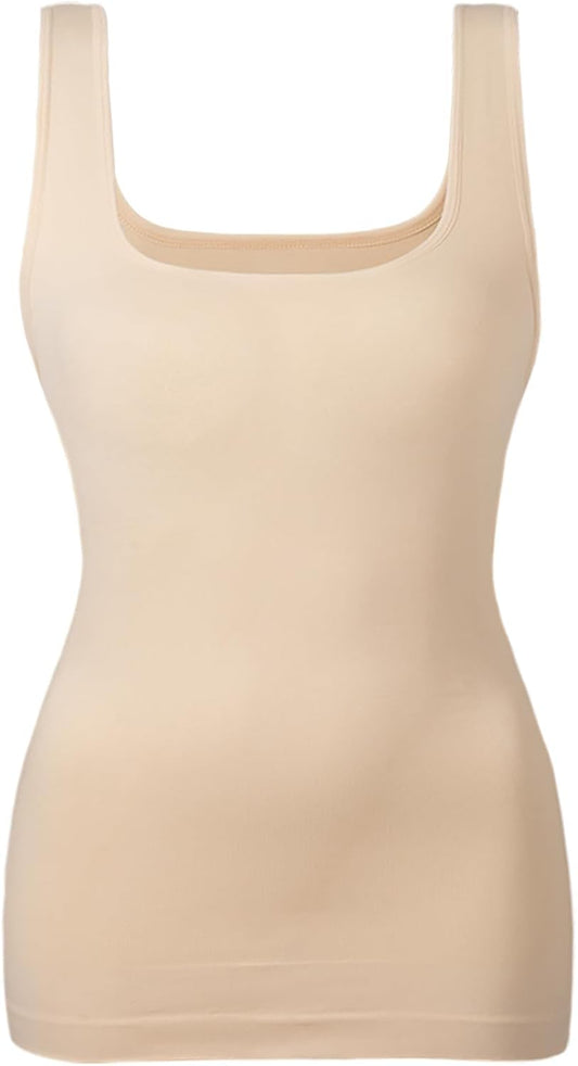 EUYZOU Women's Tummy Control Shapewear Tank Tops Seamless Square Neck Compression Tops Slimming Body Shaper Camisole