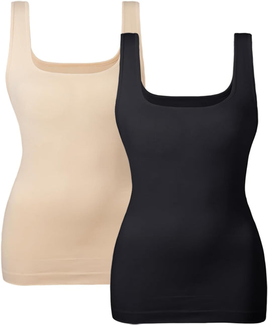 EUYZOU Women's Tummy Control Shapewear Tank Tops Seamless Square Neck Compression Tops Slimming Body Shaper Camisole