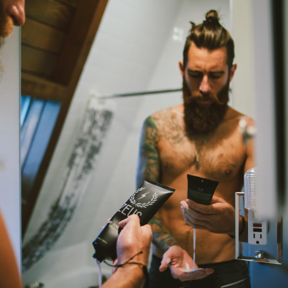 ZEUS Beard Conditioner Wash, Cleansing & Moisturizing Beard Wash with Green Tea & Natural Ingredients to Soften Facial Hair (Made in USA) Verbena Lime