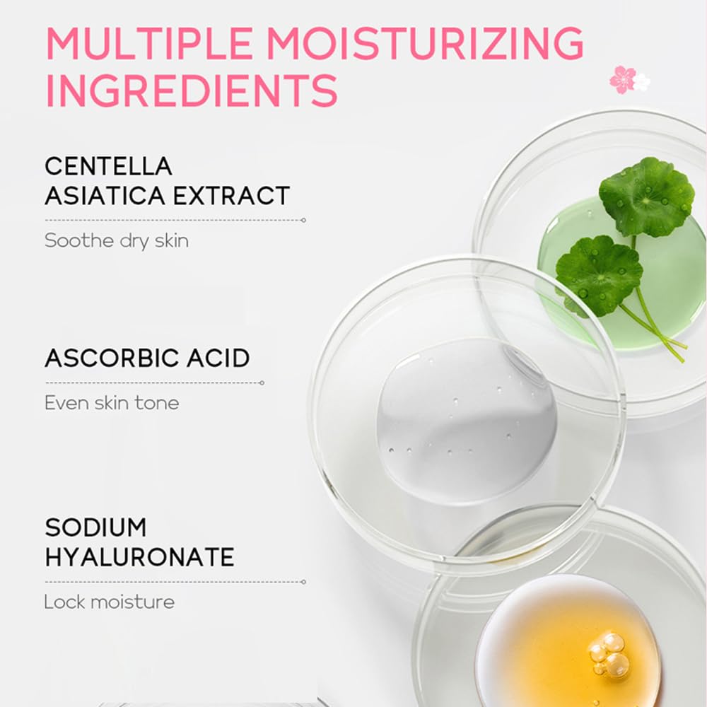 Sakura Skincare Gift Set, Skin Care Travel Kit with Cleanser, Toner, Serum, Eye Cream, Face Cream for Women Girls (5pcs)