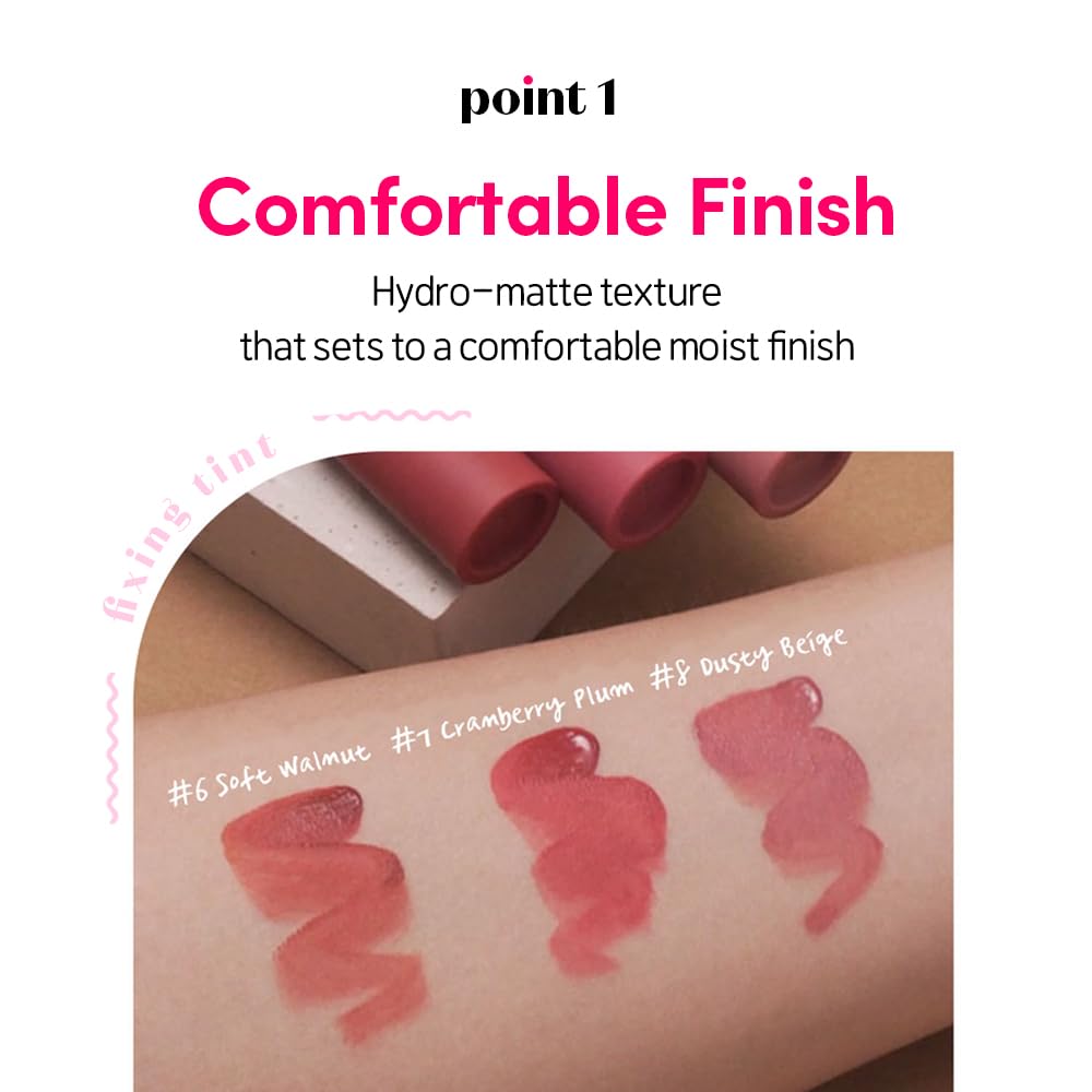 ETUDE Fixing Tint #06 Soft Walnut (4g) | Long Lasting High Pigmented Liquid Lipstick | Waterproof Lightweight Matte Finish Lip Stain | Full Coverage | Korean Makeup, Kbeauty