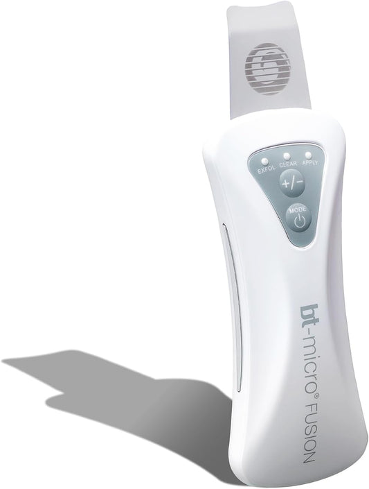 Bio-Therapeutic bt-Micro Fusion Ultrasonic Skin Exfoliation. Smooth Skin, Clear Congestion, Superior Blackhead Extraction, 3 Modes 2 Power Levels, Stainless Steel Applicator, Rechargeable