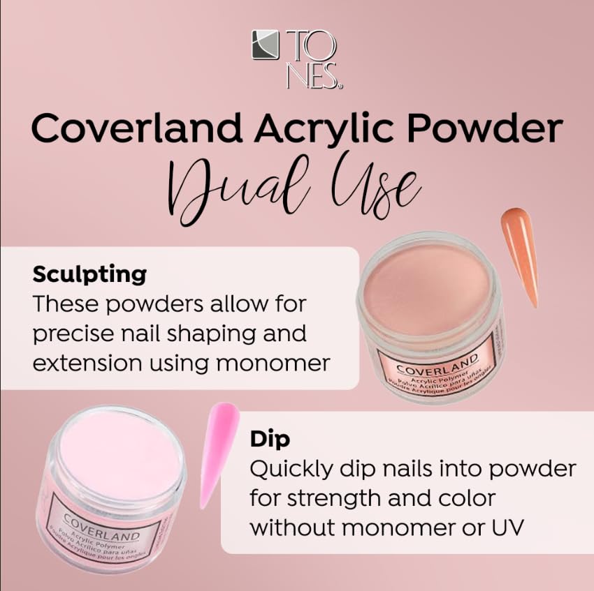 Tones Coverland Acrylic Nail Powder "Love Potion" - Limited Edition Acrylic Powder for Nail Design, Sculpting, and Masking Nail Bed Imperfections - Professional Acrylic Nail Supplies - (1.5 Oz)