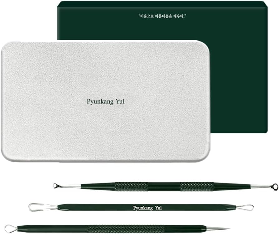 Pyunkang Yul PKY Zit Extractor Set, Tin Case Included, Extractor Tools for Zit Removal on Face, Stainless Steel Slip Free Use (3 Piece Kit)