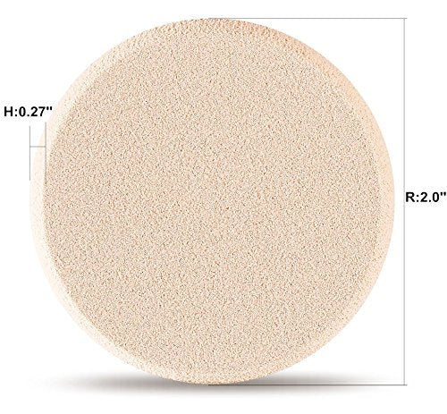 OWLFAVO 2pcs Round Makeup Sponges with 1 Travel Case, Beauty Face Primer Compact Powder Puff, Blender Sponge Replacement for Cosmetic Flawless Foundation, Sensitive and All Skin Types