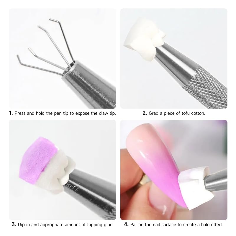 Nail Sponges Set for Ombre Gel,Nail Art Tools Set-100Pcs Colorful Nail Sponges With Gold Grabbing Pen Transparent Plastic Storage Box Used to Store Nail Art Tools