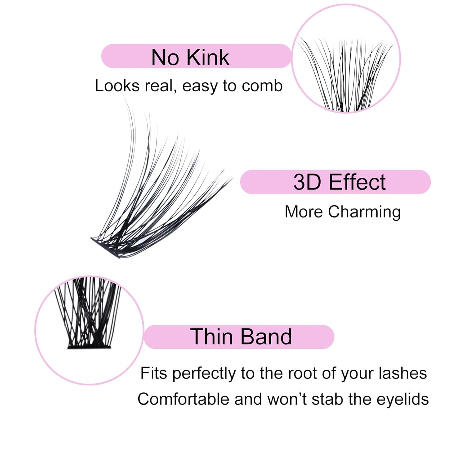 Eyelash Clusters LAUBESS Lash Clusters Individual Lashes DIY Cluster Eyelash Extensions DIY at Home Waterproof Cluster Lashes (40D-D-13)