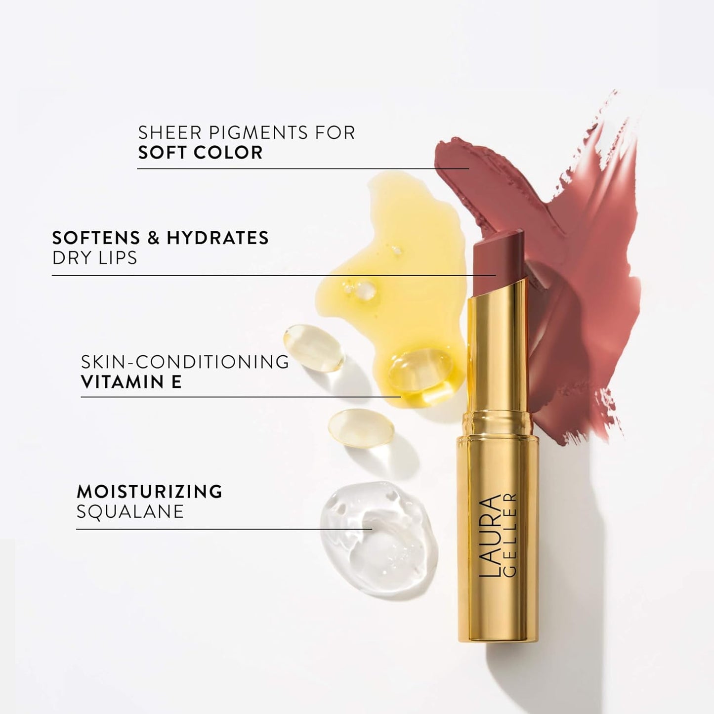 LAURA GELLER NEW YORK Jelly Balm Moisturizing Tinted Lip Color - Cocoa-Motion - Hydrating Vitamin E - Semi-Shine Finish