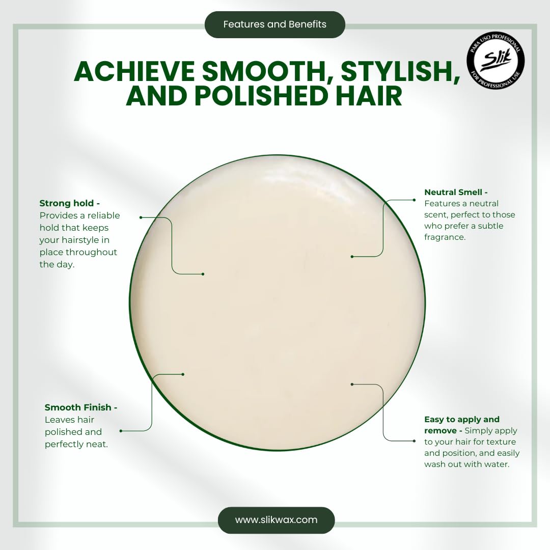 SLIK Cream Wax Strong Hold Hair Styling Wax 140g / 5oz - Flexible, Smooth Finish, Easy Wash Out - Perfect for Men, Women, Teens, and Kids