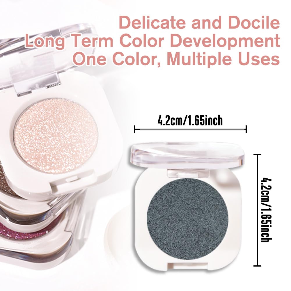 Light Teal Green Single Shimmer Eyeshadow Makeup, Neutral Powde Eye Shadow for Women, Teal Green Glitter Singles Eyeshadow Palette Pigmented Waterproof, sombras para ojos, Girls Eyeshadows Gift