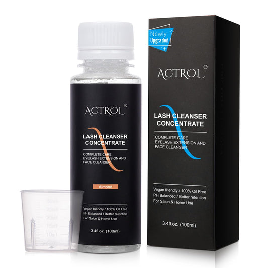 Eyelash Cleanser Concentrate 100ml Almond Professional Lash Shampoo Foaming Cleanser Lash Wash Concentrate for Extensions Lashes with Salon Home Care-Makes 40 Bottles Almond