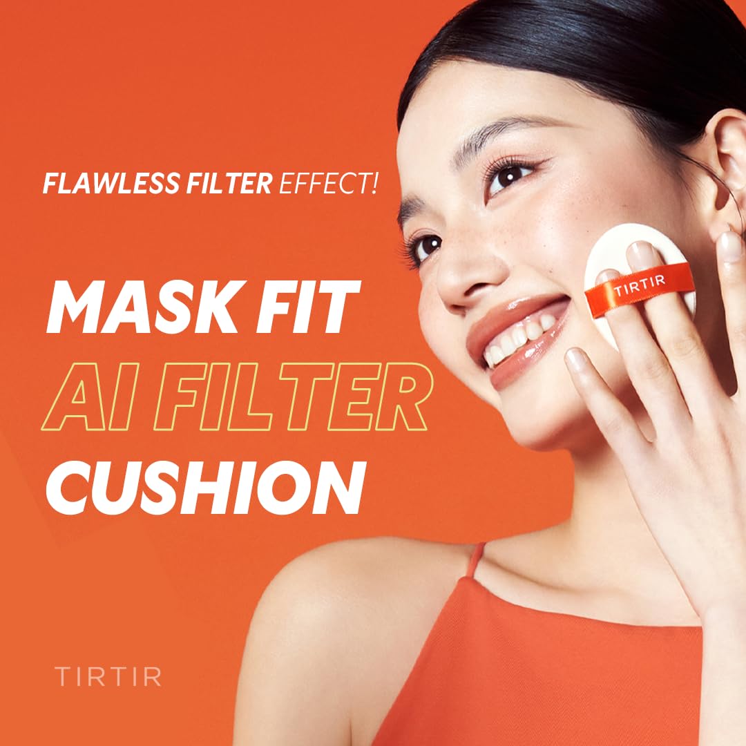 TIRTIR Mask Fit Ai Filter Cushion Foundation | AI-Like Semi-Matte Finish - Up to 72-Hour Medium to Full Coverage Korean BB Cushion Make up Beauty, #37N Peanut Almond, 0.63 Fl Oz