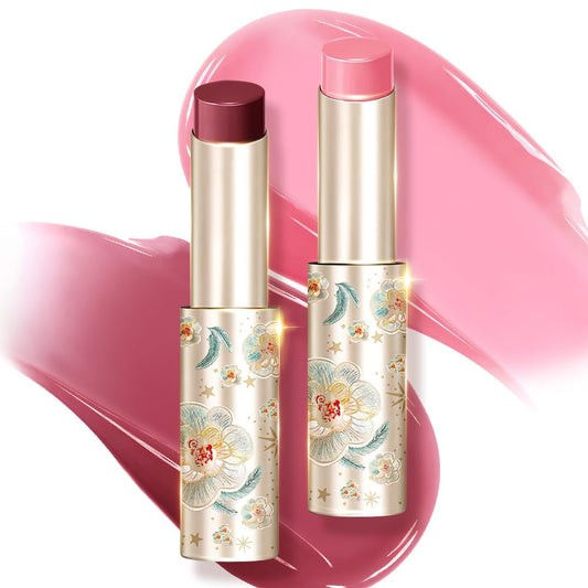 CATKIN Glossy Lip Balm Ultra Hydating Glow Lip Tinted Jelly Plump Melting Balm Shea Butter Repair Soothing For Dry Lips Dewy Finished 0.12 oz 2pcs Set 02