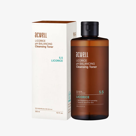 ACWELL Licorice pH Balancing Korean Toner for Cleansing 10.14 fl.oz. - Alcohol-Free PH5.5 Hydrating Facial Astringent - Skin Clarifying & Hydration Boosting Toner