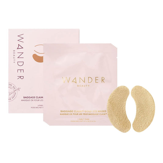 Wander Beauty Baggage Claim - Gold Foil Under Eye Patches For Dark Circles and Puffiness - Under Eye Mask Depuffs & Firms - Brightening Eye Mask for Under Eye Bags (6 Pairs)