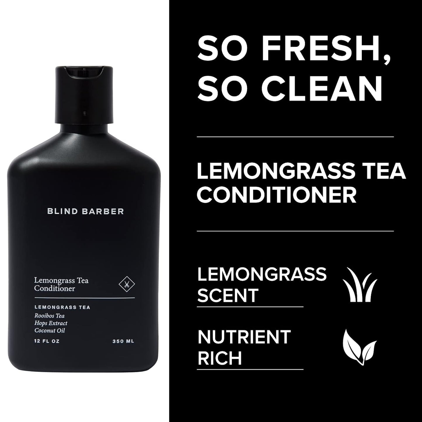 Blind Barber Shower Essentials Gift Set - Mens Body Wash, Shampoo and Conditioner Set - Lemongrass Tea Body Soap + Hair Care Gifts for Men (3 Count)