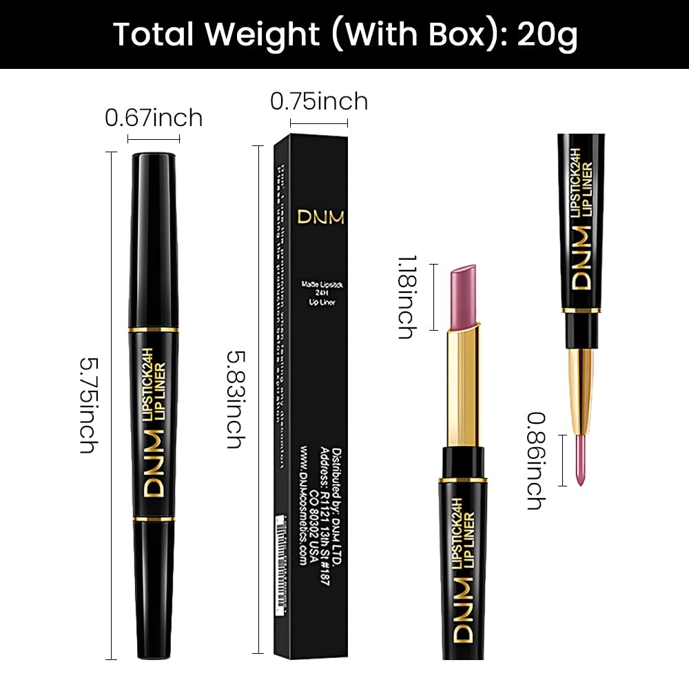 Kaely 2-in-1 Light Plum Rose Matte Lip Liner & Lipstick Combo Set Kit for Women, Magic Neutral Lipstick 24 Hours Original Lips Liner Pencil Stain Makeup Long Lasting Waterproof 24