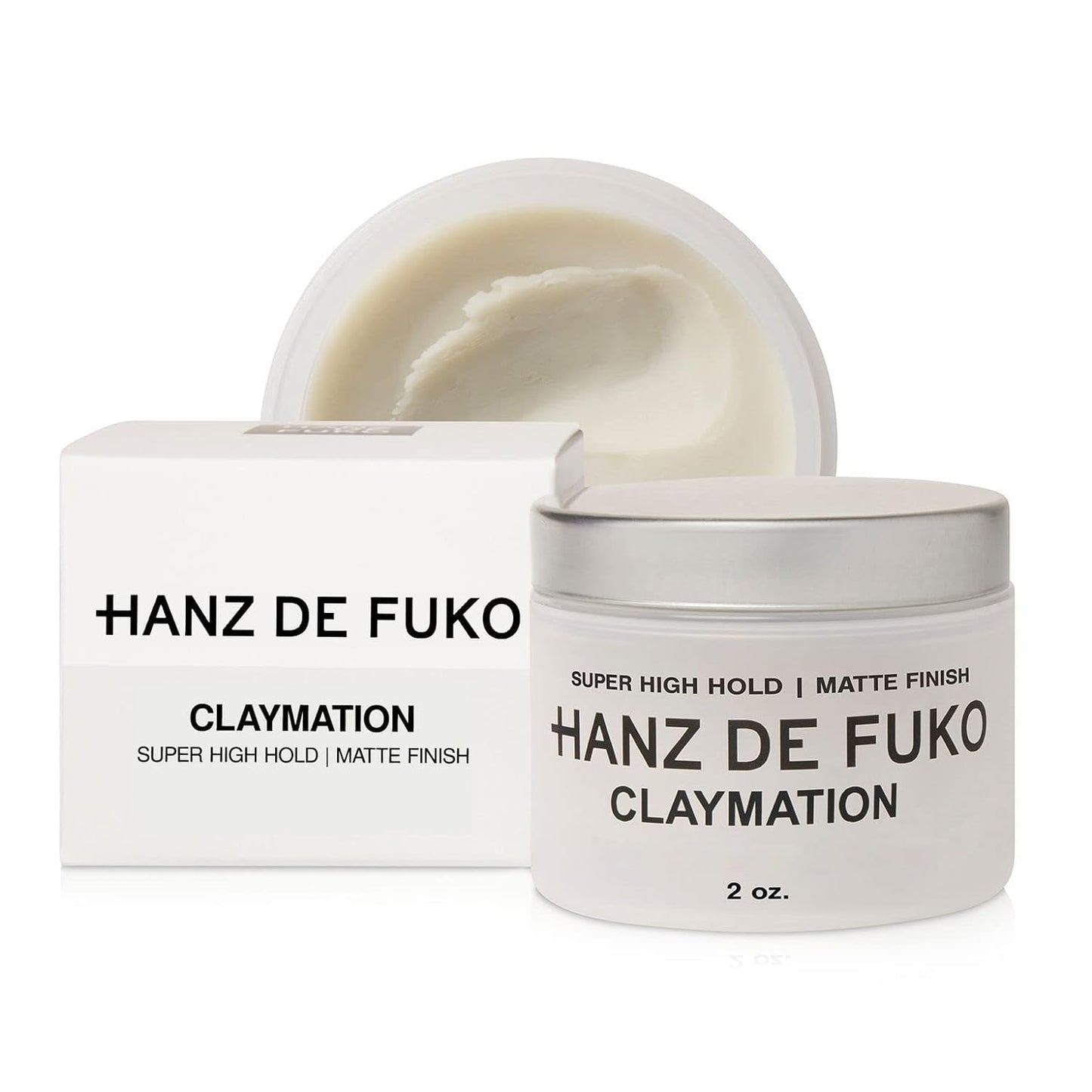 Hanz de Fuko Claymation – Premium Men’s Hair Styling Clay for a Super High Hold, Matte Finish – Clay & Wax Hybrid, Ideal Texture Product for Straight, Wavy and Thick Hair Types – 2 oz, Travel Size