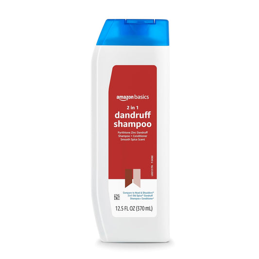 Amazon Basics 2-in-1 Dandruff Shampoo and Conditioner for Men, Smooth Spice Scent, 14.2 Fluid Ounces, 1-Pack (Previously Solimo)