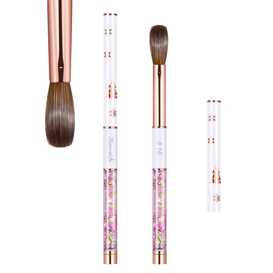 Acrylic Nail Brush Size 16,KEMEISI 100% Pure Kolinsky Nail Art Brushes Sturdy Handle Oval Shaped Acrylic Powder Nail Design Tools for Professional Manicure DIY Home Salon (White)