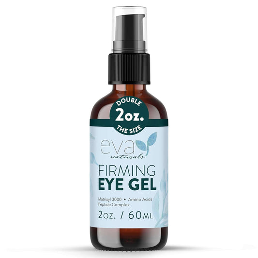 Eva Naturals Eye Gel for Dark Circles, Bags & Puffiness – Anti-Aging Serum with Peptides, Hyaluronic Acid & Botanicals – Firming Under Eye Treatment for Wrinkles, Fine Lines & Tired Skin – 2 oz