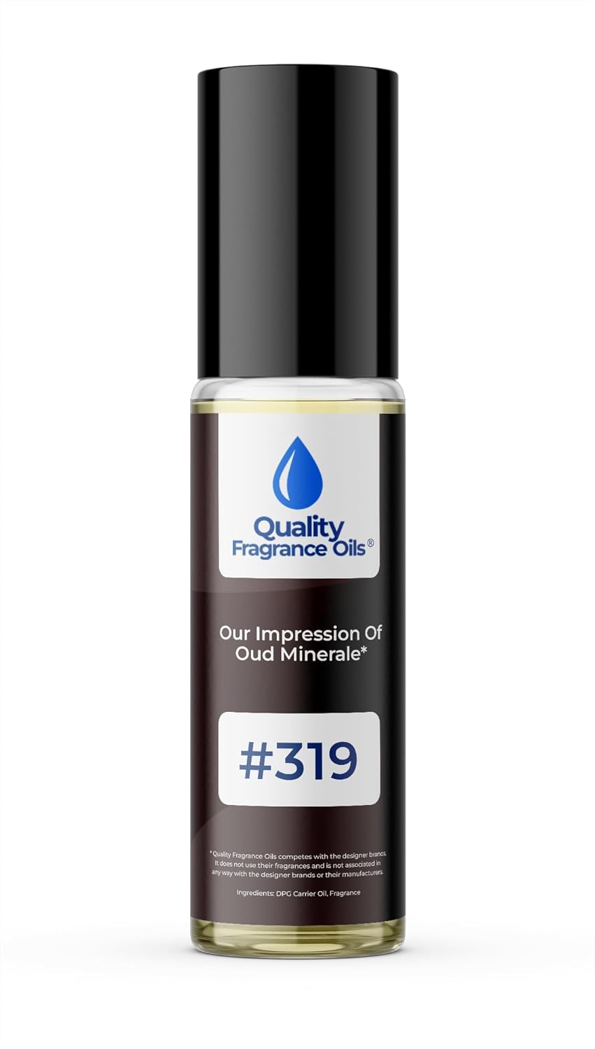 Quality Fragrance Oils' Oud Minerale Impression #319 | Long-Lasting Perfume Oil, Alcohol-Free, Strong Scent, 10ml Roll-On | Affordable Alternative to Designer Fragrances