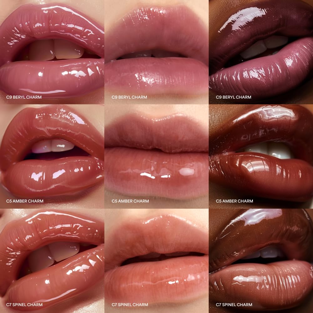 ENTROPY Makeup 2-in-1 Charm Shiny Glowy Lip & Cheek Gloss Tint Keychain, High Pigment Glossy Lip Color & Plumping Gloss, C2 Water Rose Charm