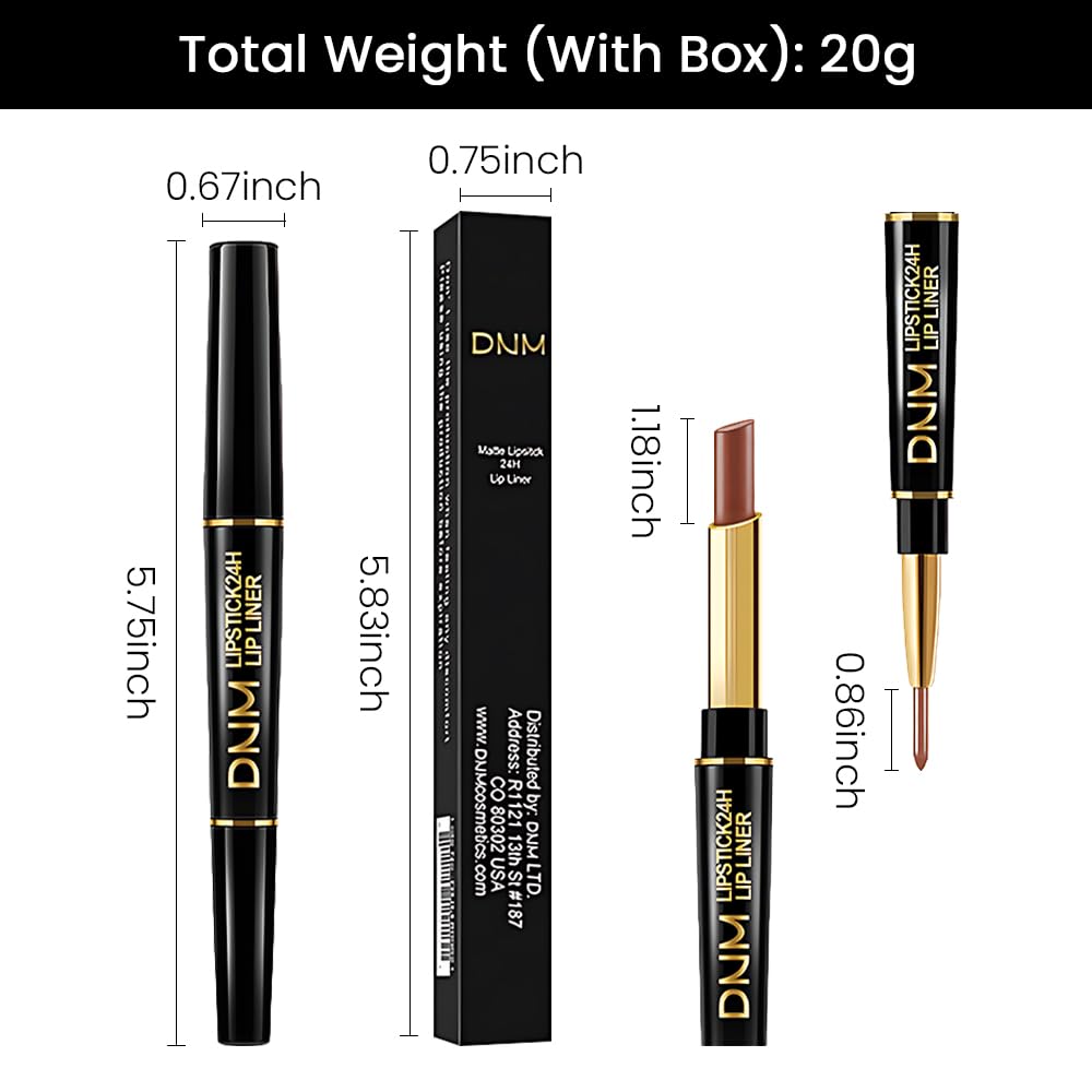 evpct 1Pcs Light Nude Brown Matte Lip Liner and Lipstick Combo Set Kit for Women, Magic Neutral Lipsticks 24 Hours Original Lipstick and Lips Liner Pencil Stain Gloss Makeup Long Lasting Waterproof