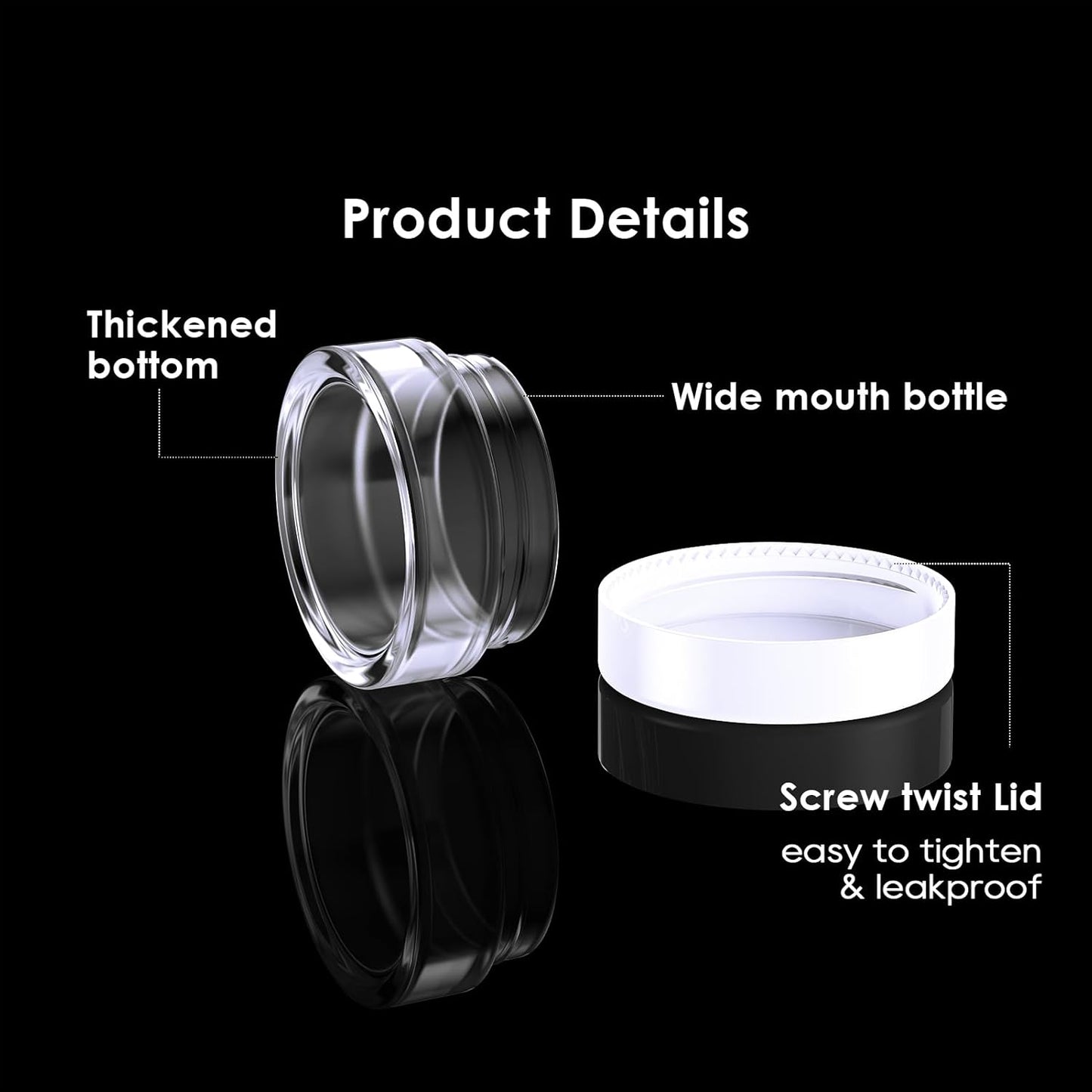 50 Pack 5 Gram 0.17OZ Clear Plastic Containers with White Lids, Small Round Cosmetic Jars Makeup Travel Containers Jar for Cream, Bead, Eye Shadow, Samples, Lotions, Powders, Glitters Lip Gloss