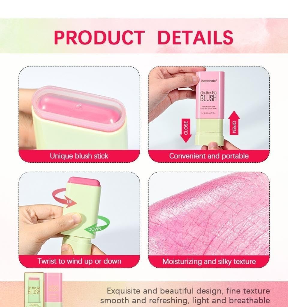 Blush Rare Beauty Liquid Blush Cream Blush Stick For Cheeks Natural Blendable Powder Blusher Stick On The Go Blush Brushes For Makeup Cheeks,Natural Waterproof, Long Lasting(pink)