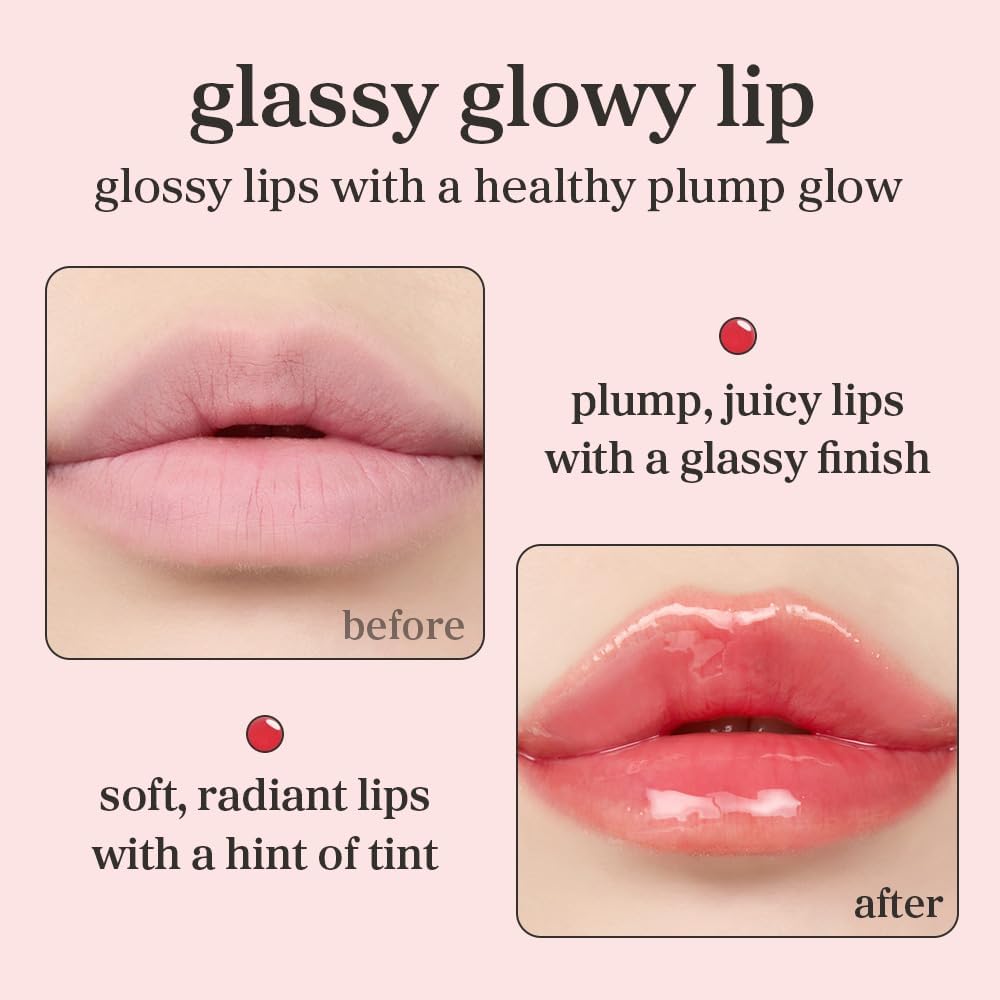 NOONI Korean Lip Oil - Appleberry | Long-Lasting, Moisturizing, Plumping, Revitalizing for Dry Lips, Waterproof, No Peel Off, Hydrating, Nourishing Crystal Clear, 0.12 FL Oz