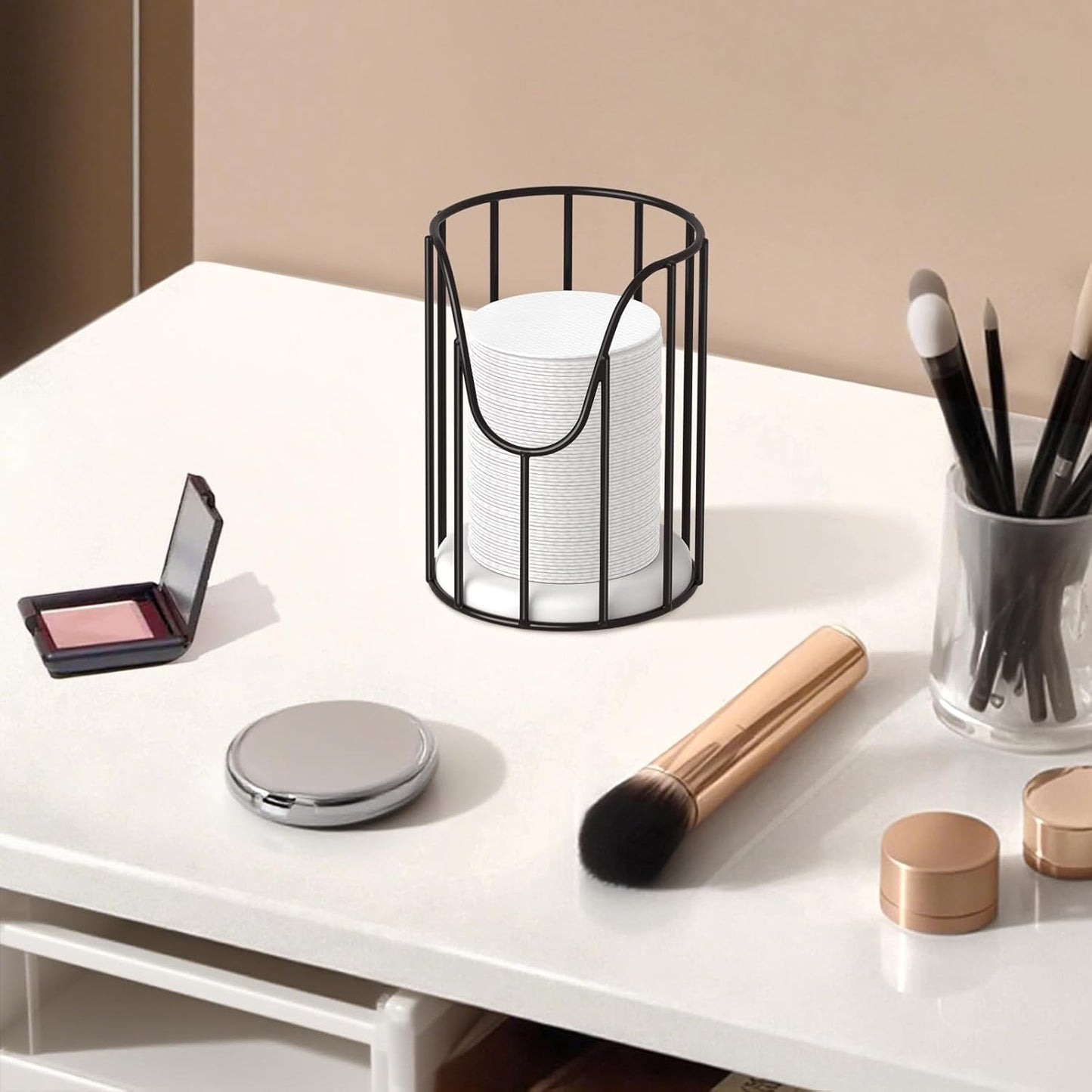 Luxspire Bathroom Cup Dispenser, 3-5oz Dixie Cup Dispenser, Metal Dixie Cup Holder, Disposable Paper Cup Holder for Bathroom, Cotton Pad Holder, Guest Bathroom Essentials, Black