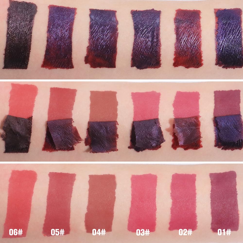 evpct 3Pcs Nude Brown Brownish Red & Orange Red Peel Off Lip Stain Tints, Matte Liquid Lipstick Lip Stain Long Lasting Waterproof for Women, Longwear Lipstick Peel Off Highly Pigmented Easy to Apply
