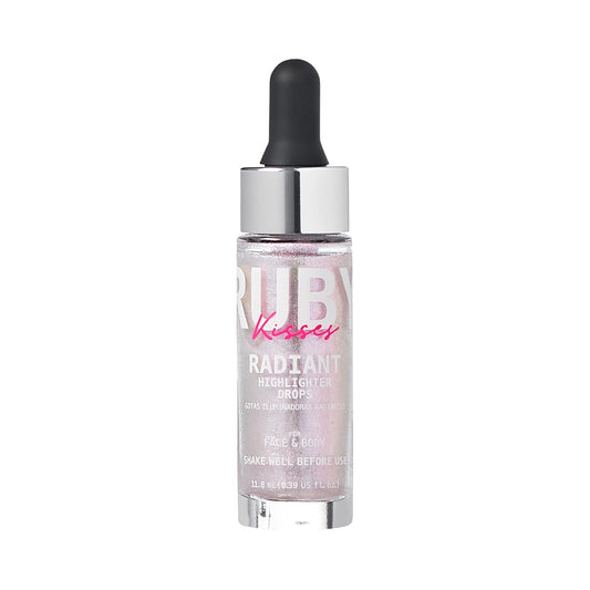 Ruby Kisses Radiant Drops, Shimmer Liquid Highlighter Makeup, Smooth Illuminator for Face Body, Natural Glow Dewiness Glitter for Skin (UNICORN)