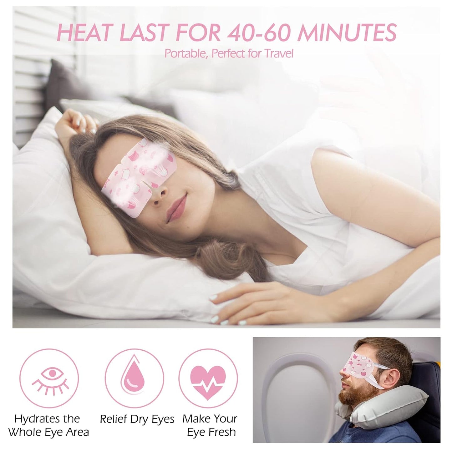 Jekeno Steam Eye Mask, 16 Packs Eye Masks for Dry Eyes Dark Circles and Puffiness, 40-60 Minutes Self Heated Steam Warm Eye Mask, Christmas Spa Gifts for Women