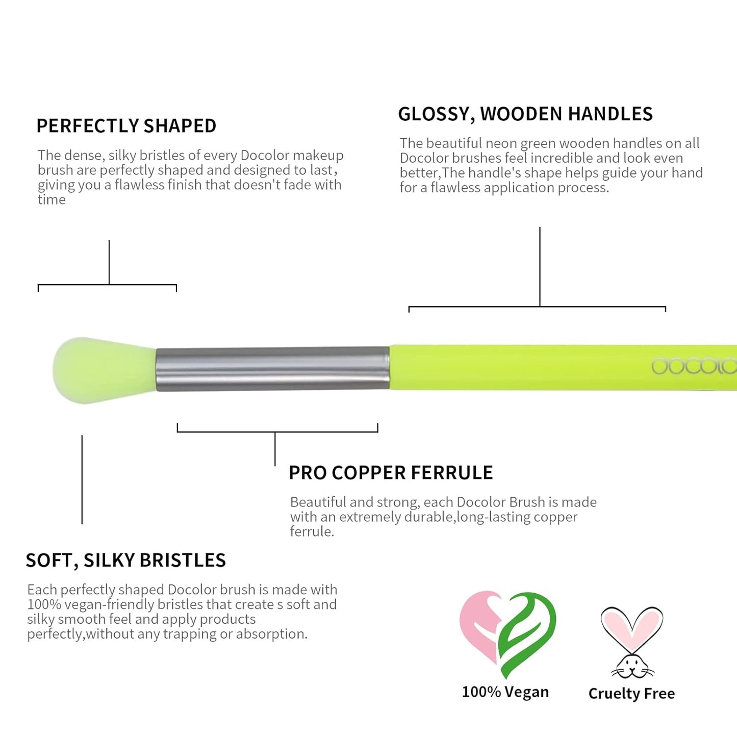 Docolor Eyeshadow Brush Set 15Pcs Eye Makeup Brushes Professional Makeup Brush Set Eye Shadow Blending Concealer Eyebrow Eyelash Eye Liners Premium Synthetic Eyeshadow Crease Brow Brush, Neon Green