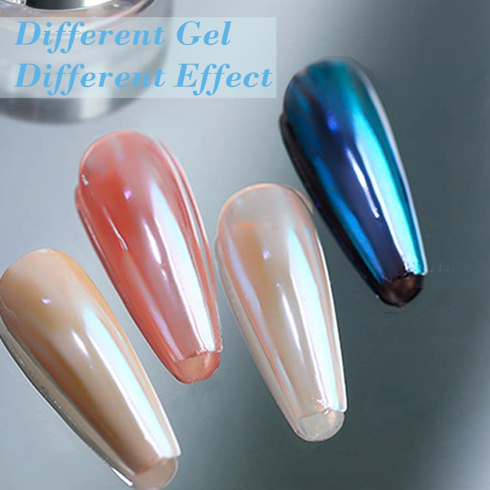 Pretty Diva Moonlight Chrome Nail Powder, Glossy Aurora Mermaid Unicorn Chrome Powder for Nails, Iridescent Unichrome Nail Art Glitter Decoration for Home DIY Salon Manicure Pigment