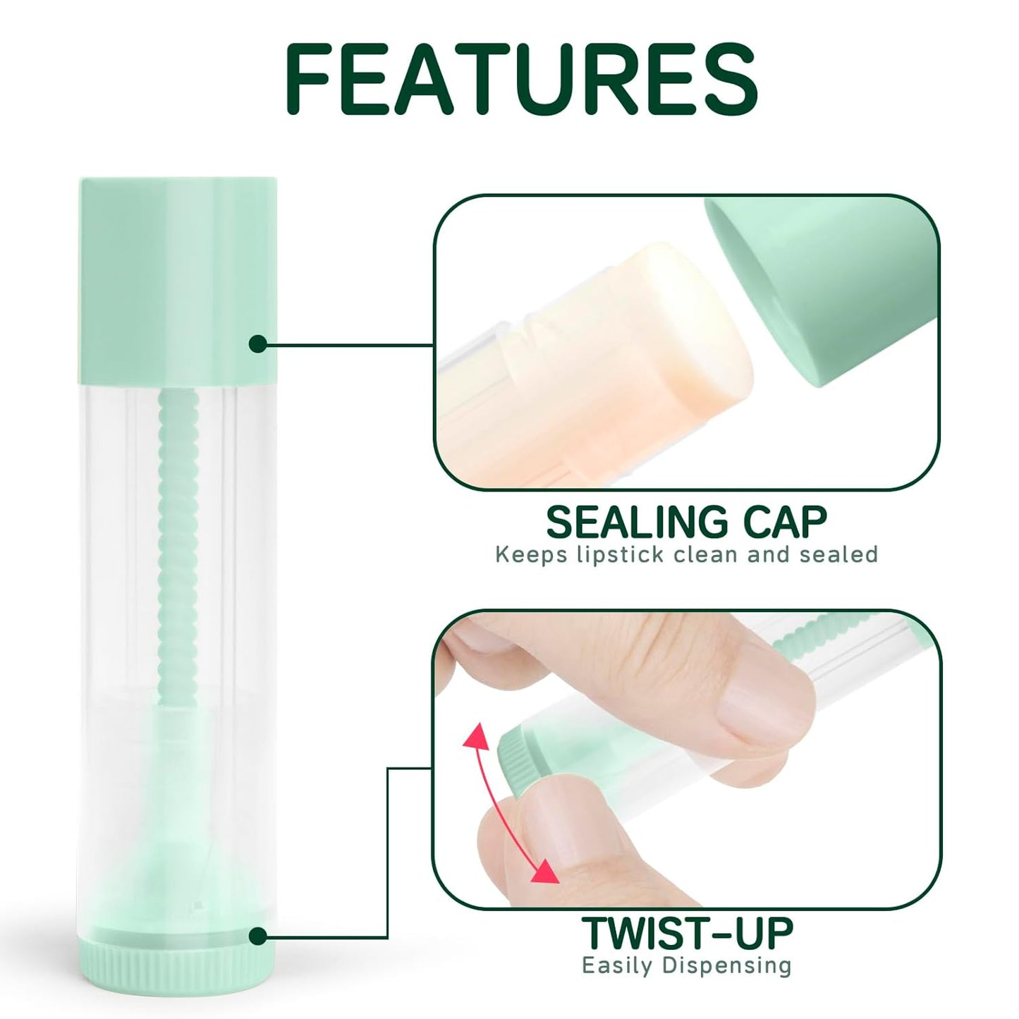 JuLand 50 Pack Empty Lip Balm Containers Bulk 5.5ml - Clear Twist-Up Tubes with Purple Caps, Refillable Chapstick Tube for DIY Lip Balm Making