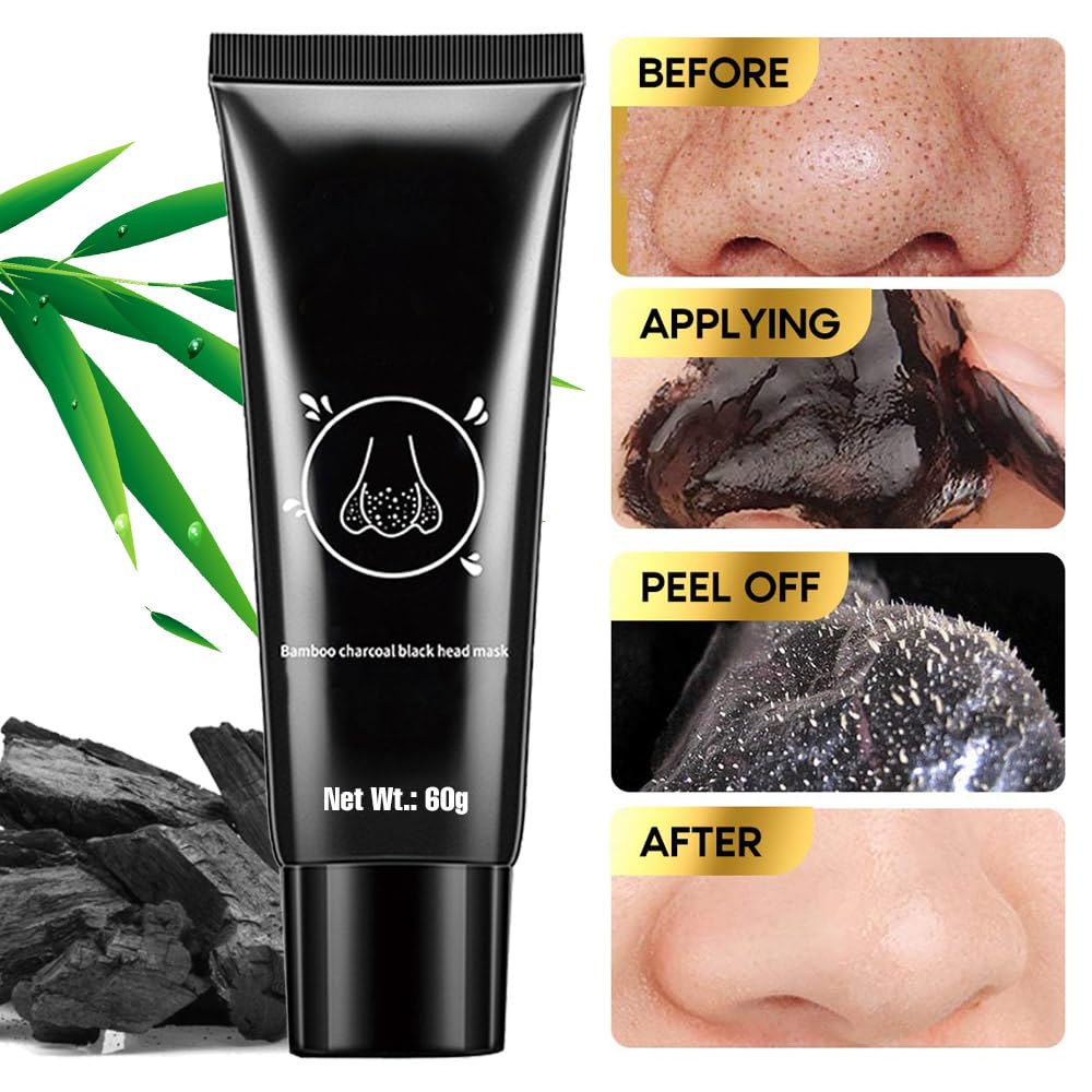 Blackhead Remover Mask, Black Activated Charcoal Face Mask Skincare Peel Off, Blackhead Peel Off Face Mask Blackheads Remover Strip Facial Mask for All Skin Types(2.1 Fl.oz)