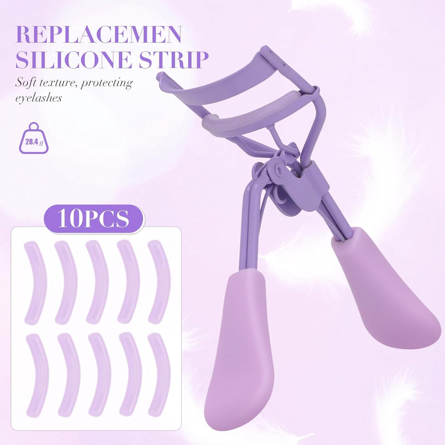 Eyelash Curler with Pads, Lash Curler with 10 Extra Silicone Replacement Pads, Comfortable Grip for Effortless Curling – Eyelashes for The Perfect Eye Contour (Hyacinth Purple)