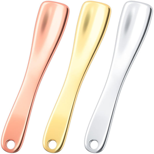 3 Pcs Facial Spatula Sticks Mini Metal Makeup Spatulas Tiny Skincare Cosmetic Spoons Reusable Face Eye Cream Lotion Applicator Tools Facial Massage Sticks for Women Girls