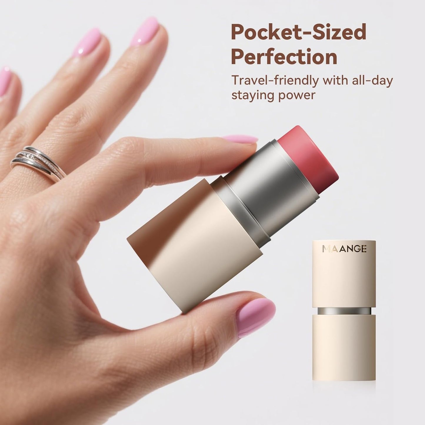 MAANGE Multi-Use Blush Stick, All-in-One Cream Blush for Cheeks, Eyes & Lips Long-Wearing, Blendable Makeup Blush Stick, Creamy & Buildable (B201+R302)