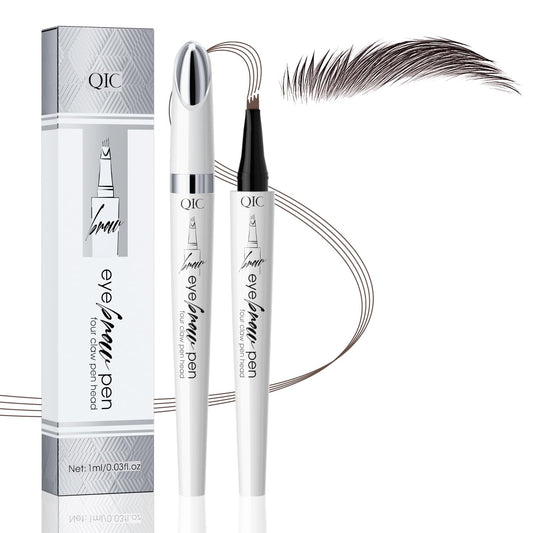 Eyebrow Pen, Waterproof Microblading Eyebrow Pencil, 4 Tip Precise Eye Brow Makeup Pen for Women to Effortlessly Create Hair Like Natural Brows, Non Dry Out and Last All Day (Dark brown)