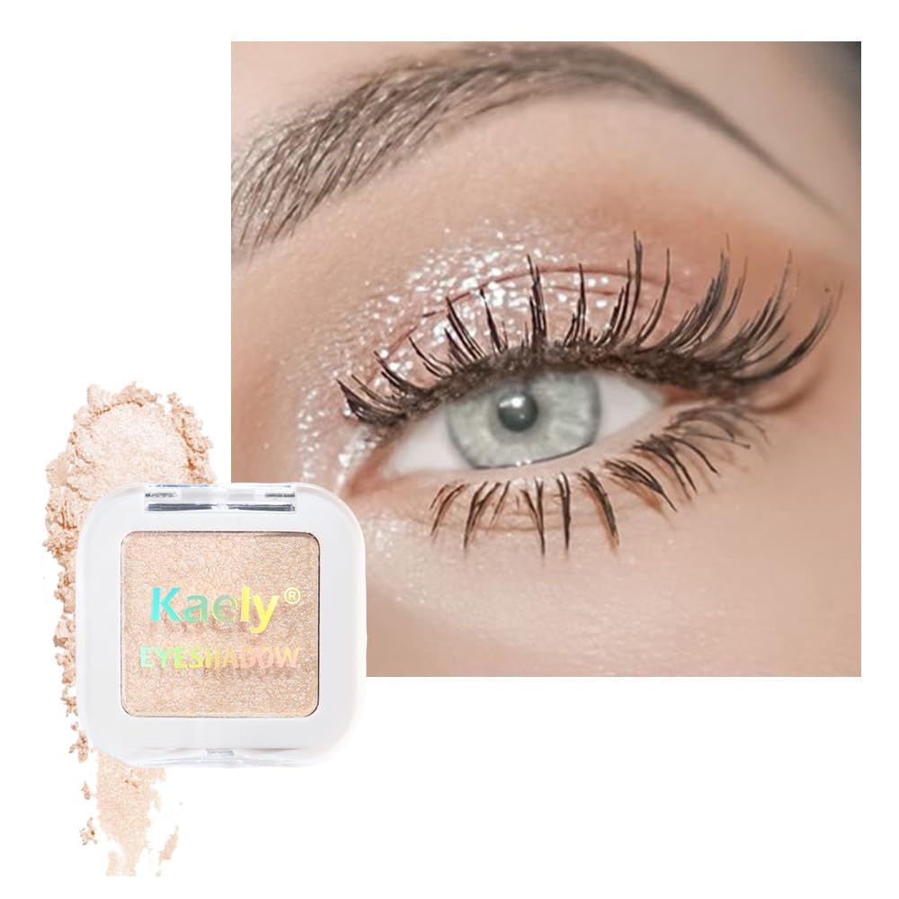evpct Glitter Shimmer Sparkle Eyeshadow Palette Makeup for Green Blue Eyes, Pearl White silver Glitter Shimmer Metallic Holographic Multichrome Cream Single Monochrome Iridescent Eye Shadow Makeup