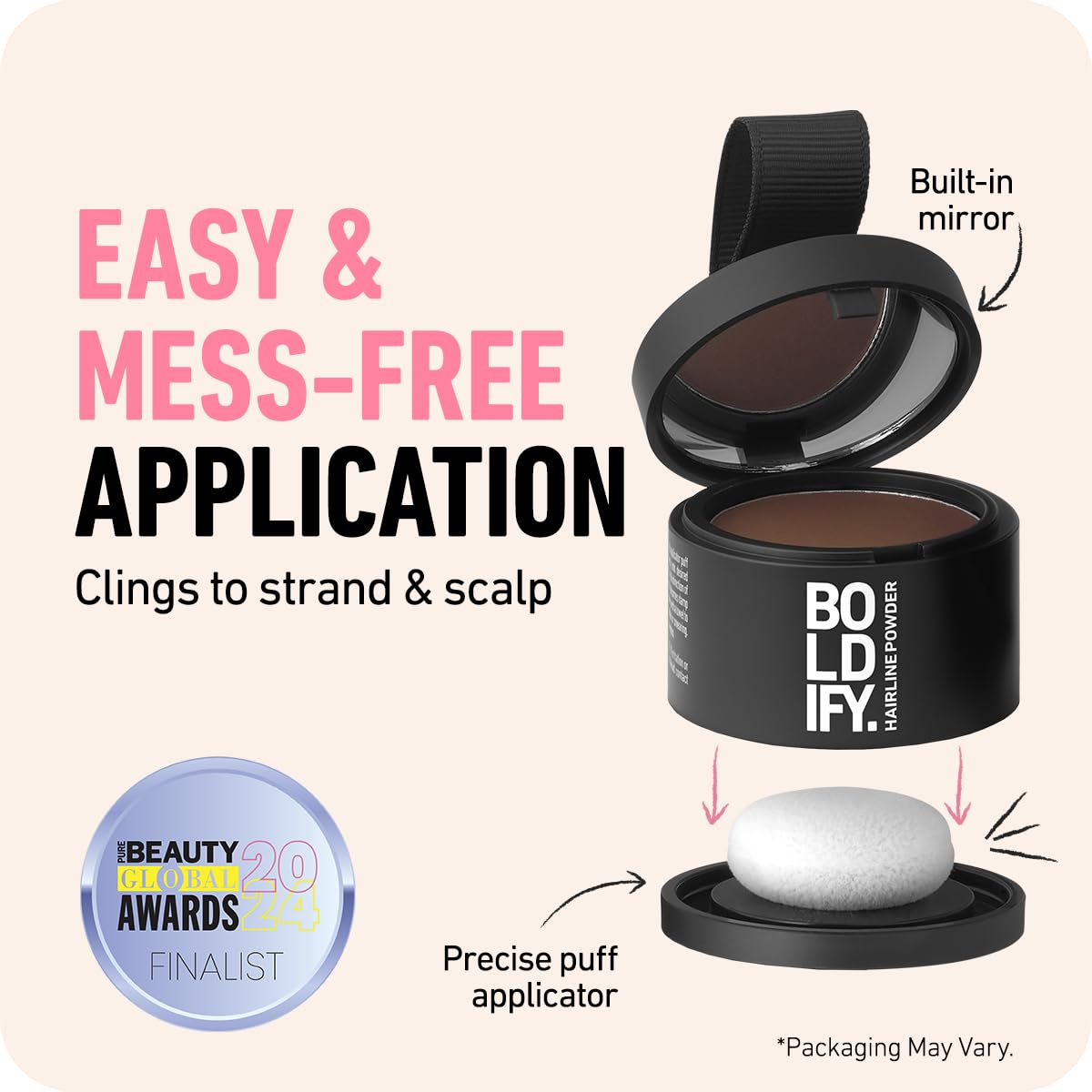 BOLDIFY Hairline Powder - Root Touch Up Hair Color for Gray Coverage - Bald Spot Concealing Hair Powder for Women & Men - 48-Hour Stain-Proof - Auburn