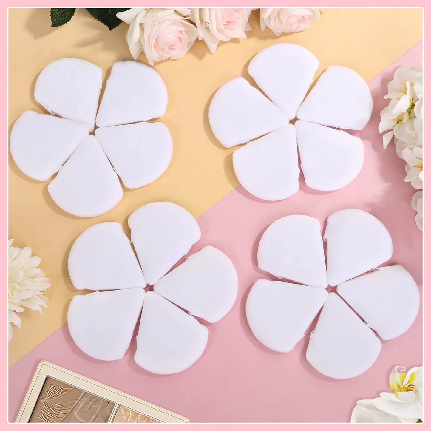 Thrilez 20pcs Triangle Powder Puff, Loose Powder Puffs Makeup Puff for Face Powder, Setting Powder Puff for Make Up, Face Puff Pads for Press Powder, Sponge Powder Applicator for Face and Eye (White)