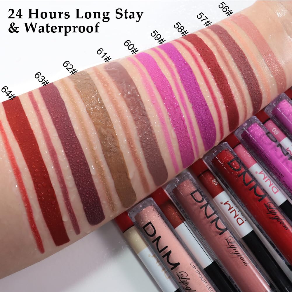 evpct 2Pcs Maroon Matte Lip Liner and Lipstick Combo Set for Women, Maroon Lip Combo Set Liquid Lips Stick Gloss and Lipliner Stains Set Long Lasting Waterproof, Lips Makeup 24 Hours originales
