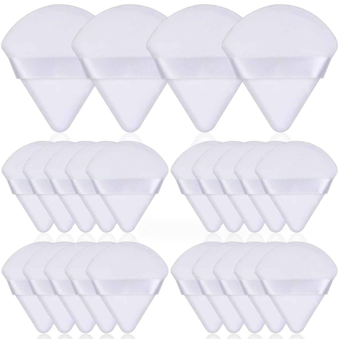 Thrilez 20pcs Triangle Powder Puff, Loose Powder Puffs Makeup Puff for Face Powder, Setting Powder Puff for Make Up, Face Puff Pads for Press Powder, Sponge Powder Applicator for Face and Eye (White)